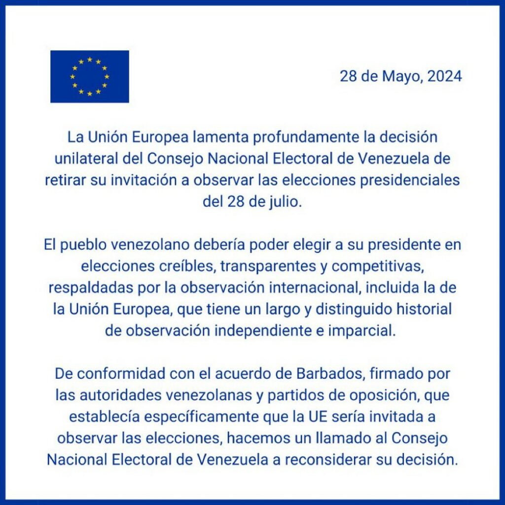 Venezuela retira invitación 