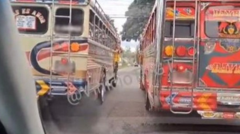 Competencia y pelea entre choferes de buses